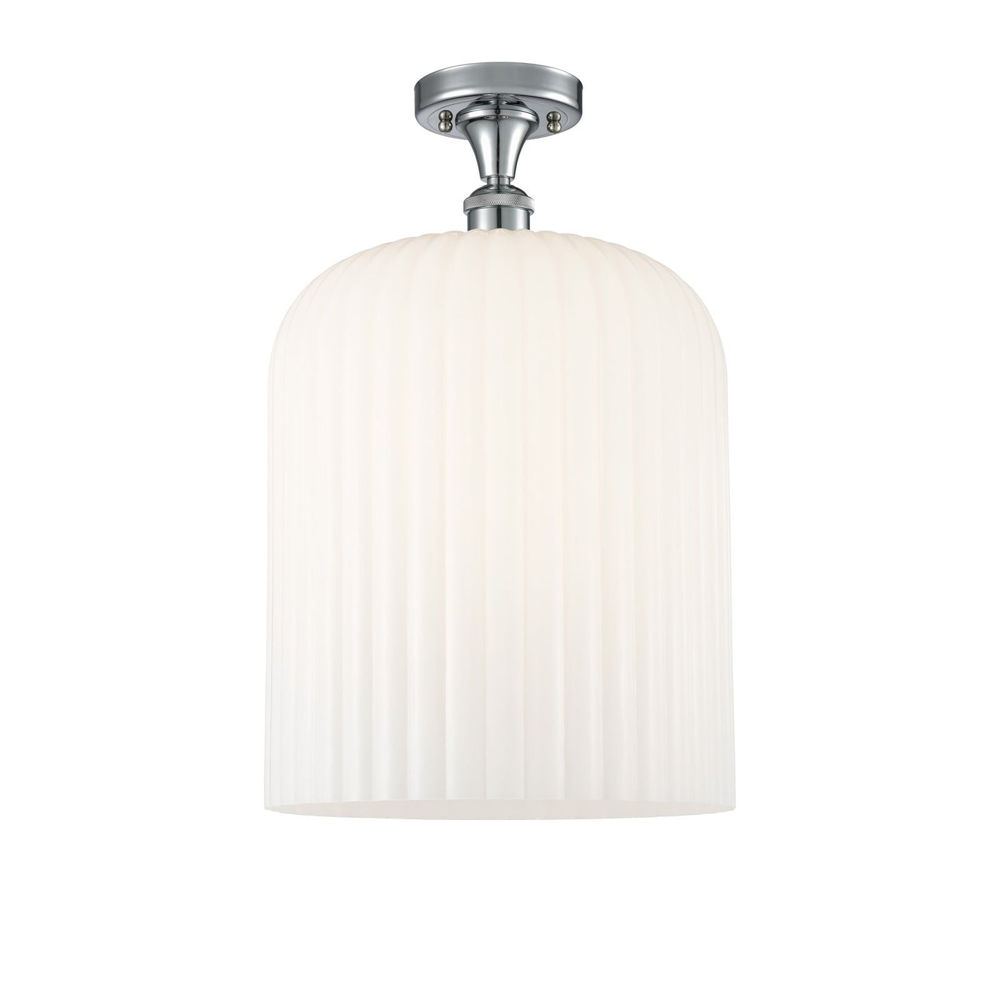 Innovations Bridal Veil 5in 1-Light Semi-Flush | Art Nouveau Polished Chrome and Gloss White Glass | Hallway & Bathroom | Model 516-1C-PC-G559-12GWH