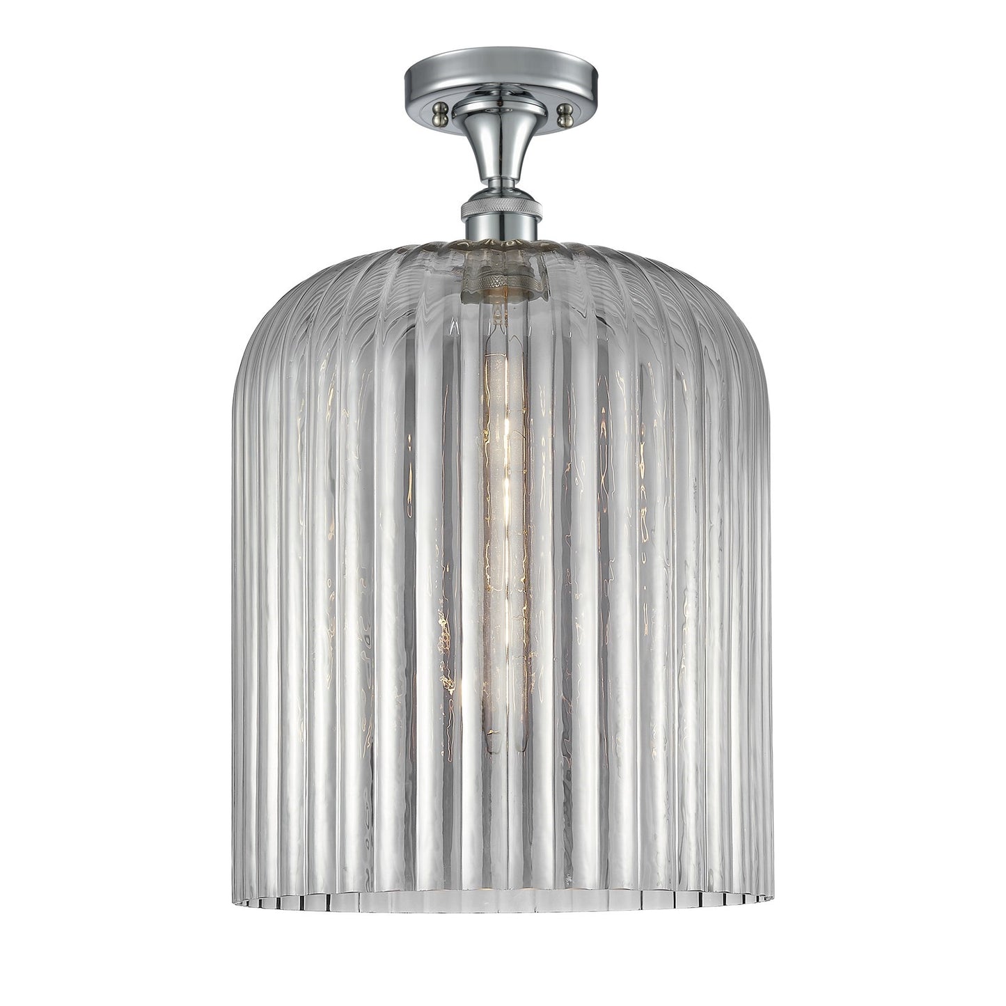 Innovations Bridal Veil 5in 1-Light Semi-Flush | Art Nouveau Polished Chrome and Light Smoke Glass | Hallway & Foyer | Model 516-1C-PC-G559-12SM