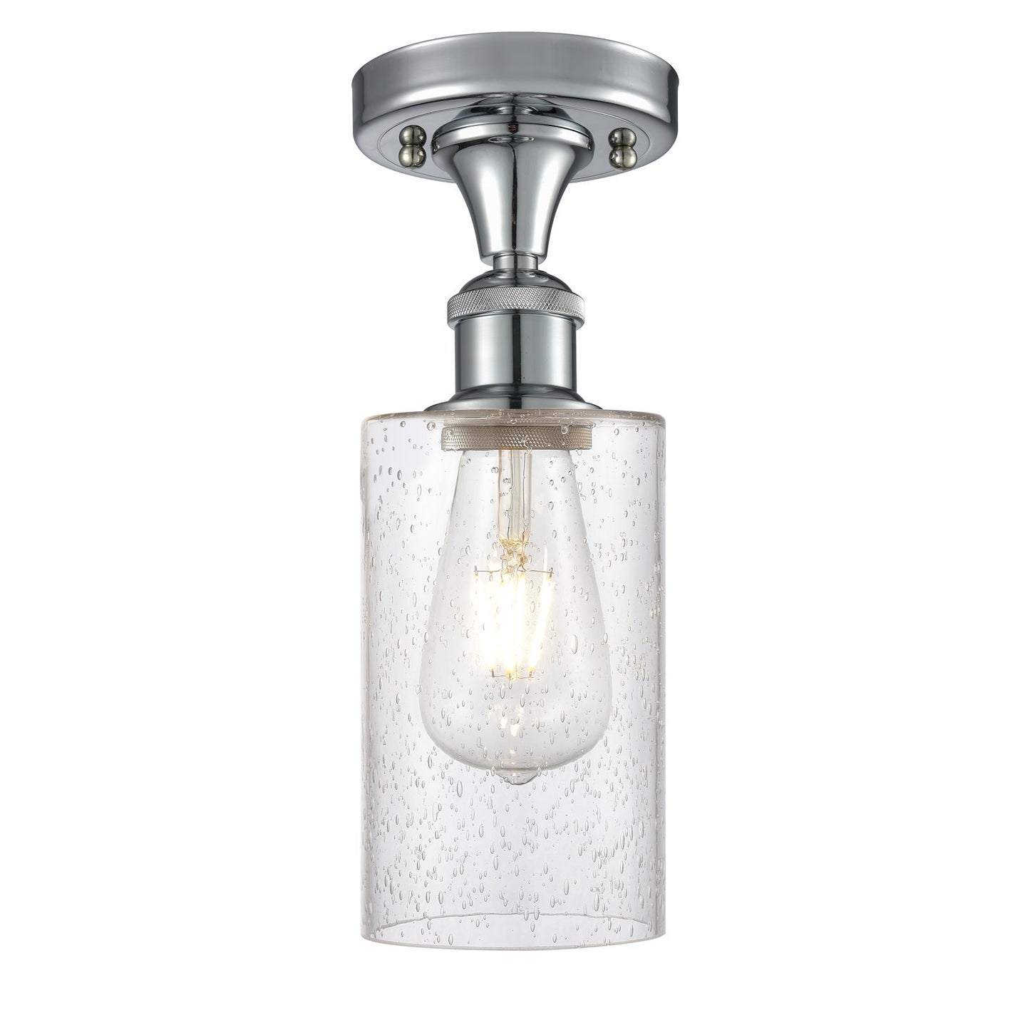 Innovations Clymer 4in 1-Light Semi-Flush | Transitional Polished Chrome and Seedy Glass | Kitchen & Hallway | Model 516-1C-PC-G804