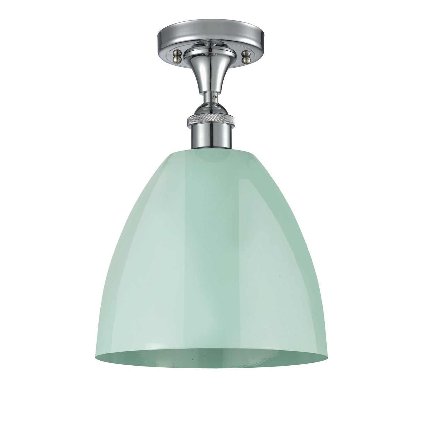 Innovations Plymouth 9in 1-Light Semi-Flush Mount | Industrial Polished Chrome and Seafoam Metal Shade | Hallway | Model 516-1C-PC-MBD-9-SF-LED