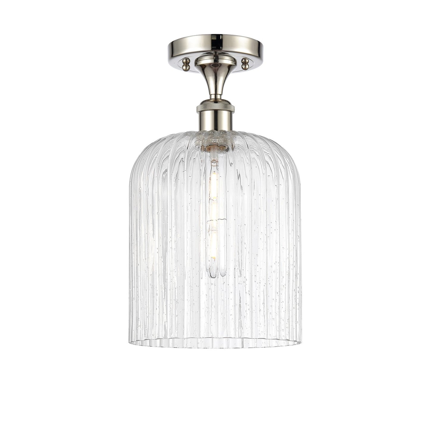 Innovations Bridal Veil 5in 1-Light Semi-Flush | Art Nouveau Polished Nickel and Seedy Ribbed Glass | Bathroom & Hallway | Model 516-1C-PN-G559-8SDY