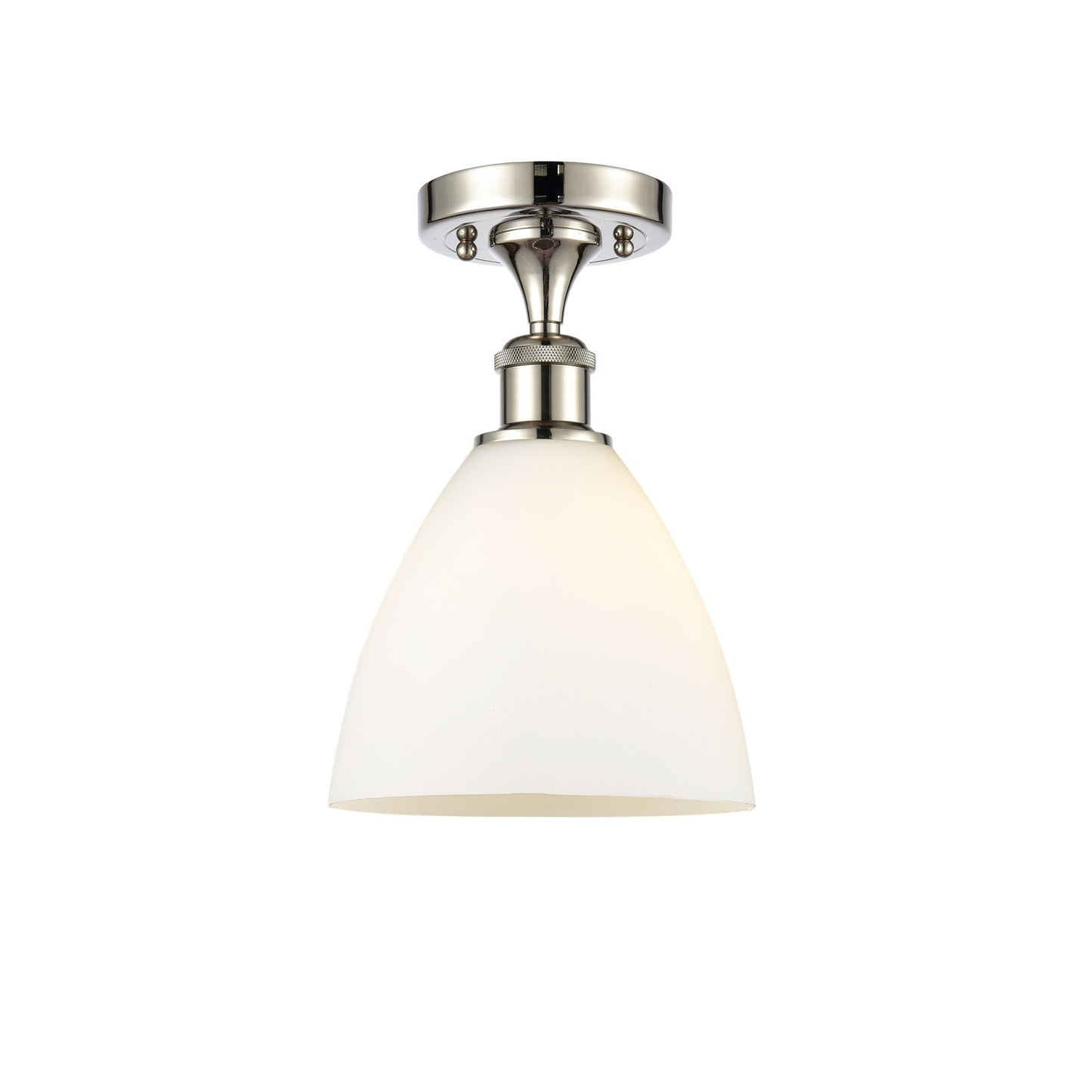Innovations Bristol 7.5in 1-Light LED Semi-Flush | Industrial Polished Nickel and Matte White Glass | Kitchen & Hallway | Model 516-1C-PN-GBD-751-LED