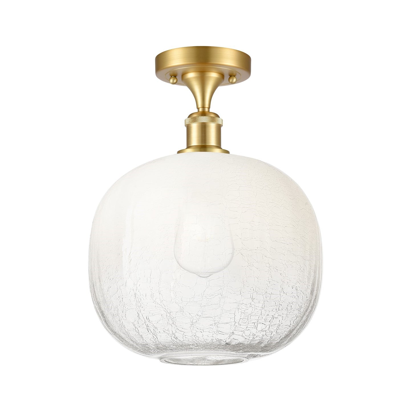 Innovations Brookhaven Sphere 10.5in 1-Light Semi-Flush | Industrial Satin Gold and Opal Glass | Hallway & Entryway | Model 516-1C-SG-G481-10OP