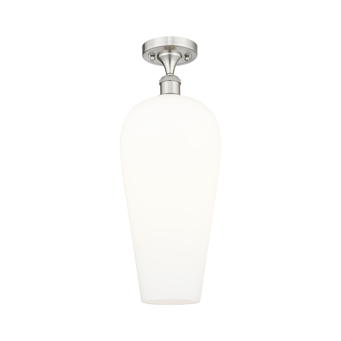 Innovations Chelsea 8in 1-Light Semi-Flush | Industrial Brushed Satin Nickel and White Glass | Kitchen & Hallway | Model 516-1C-SN-G456-8WH