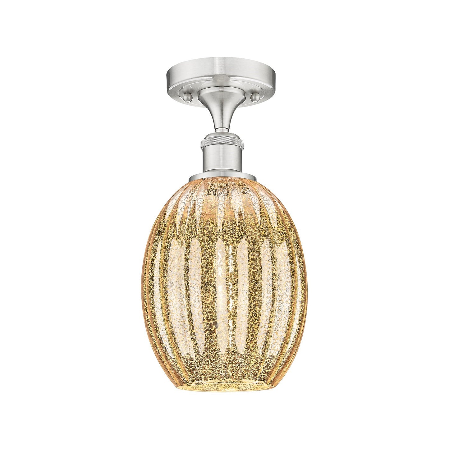 Innovations Preston Bulb 6in 1-Light Semi-Flush | Industrial Brushed Satin Nickel and Mercury Glass | Kitchen & Hallway | Model 516-1C-SN-G459-6ME