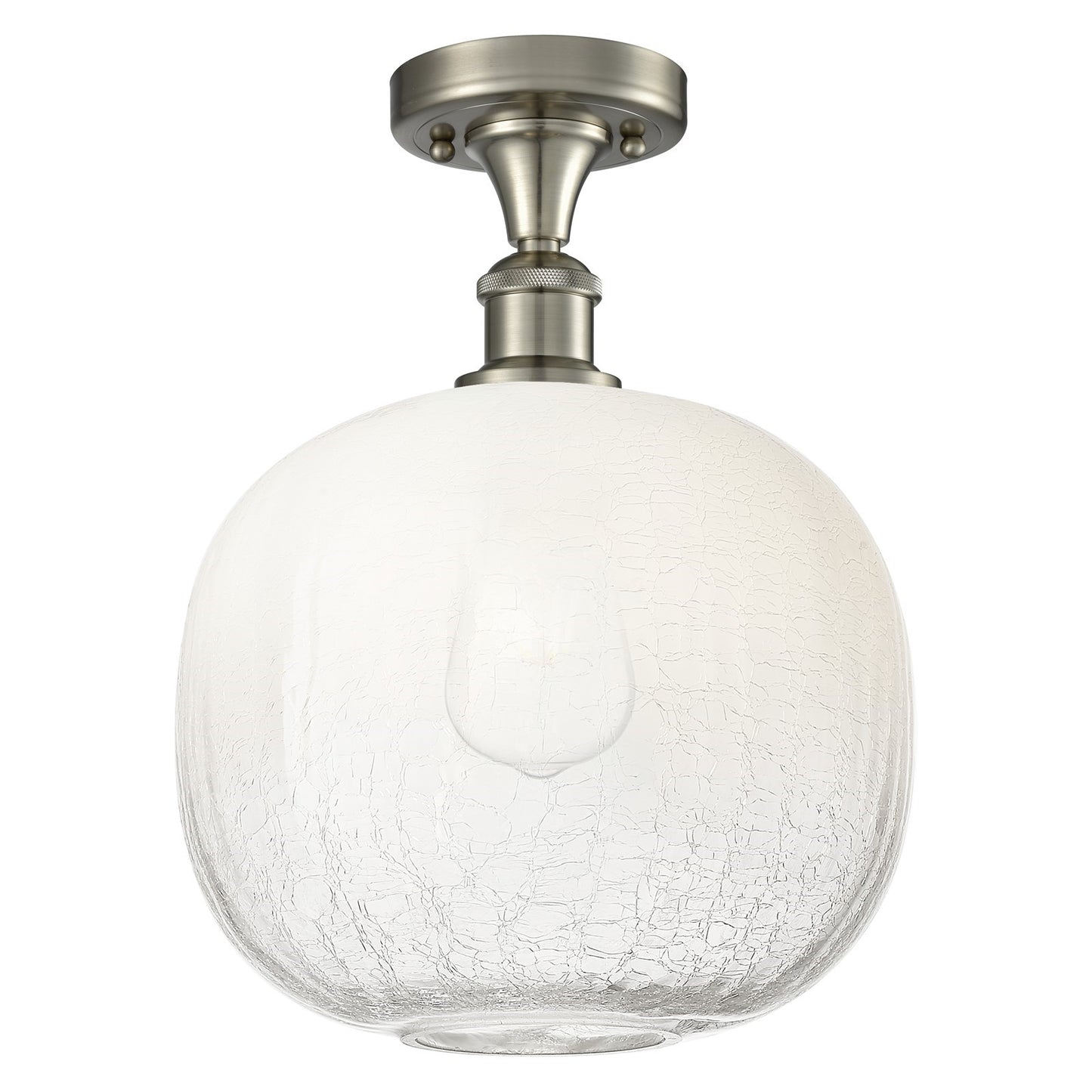 Innovations Brookhaven Sphere 10in 1-Light Semi-Flush | Industrial Brushed Satin Nickel and Opal Glass | Hallway | Model 516-1C-SN-G481-10OP