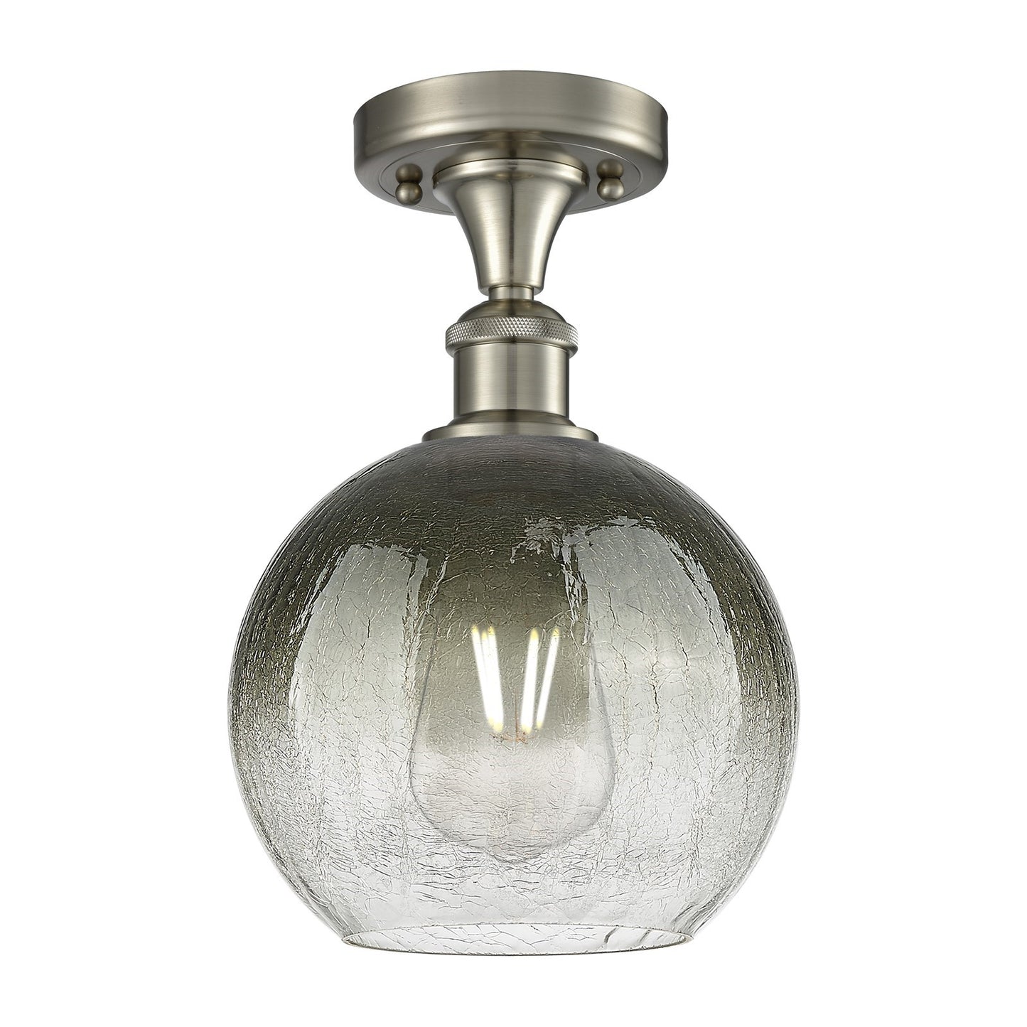 Innovations Brookhaven Globe 8in 1-Light Semi-Flush | Industrial Brushed Satin Nickel and Slate Glass | Hallway & Bedroom | Model 516-1C-SN-G483-8SL