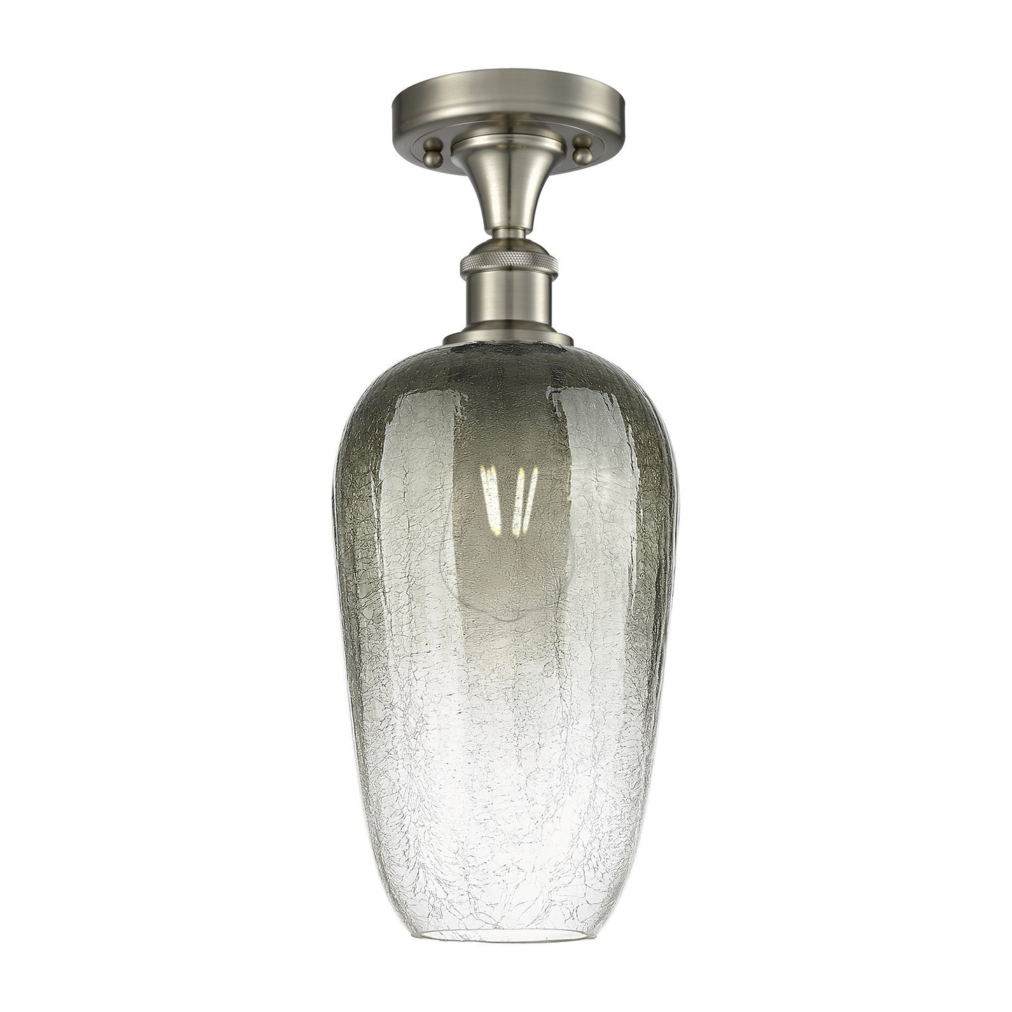 Innovations Brookhaven Flute 7in 1-Light Semi-Flush | Industrial Brushed Satin Nickel and Slate Glass | Hallway & Bedroom | Model 516-1C-SN-G484-7SL