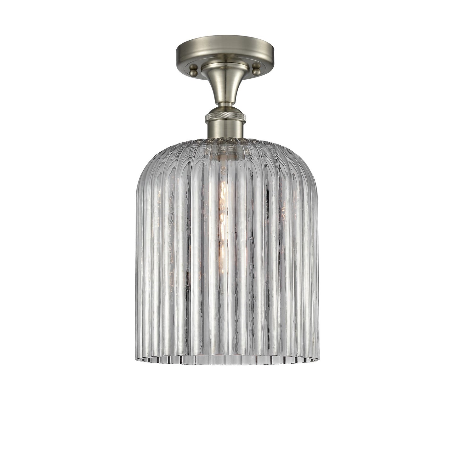 Innovations Bridal Veil 5in 1-Light Semi-Flush Mount | Art Nouveau Brushed Satin Nickel and Light Smoke Glass | Hallway | Model 516-1C-SN-G559-8SM