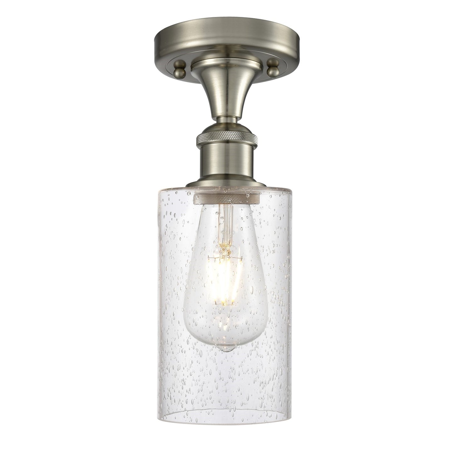 Innovations Clymer 4in 1-Light Semi-Flush | Transitional Brushed Satin Nickel and Seedy Glass | Hallway & Bedroom | Model 516-1C-SN-G804