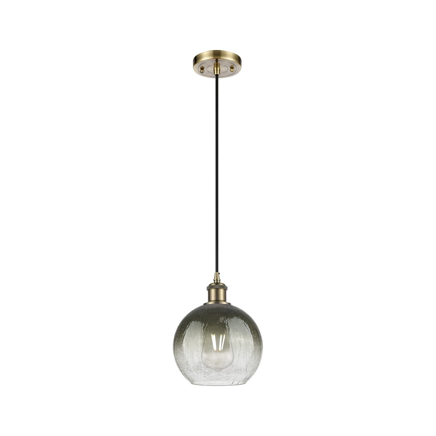 Innovations Brookhaven Globe 8in 1-Light Mini Pendant | Industrial Antique Brass and Slate Glass | Kitchen Island & Dining | Model 516-1P-AB-G483-8SL