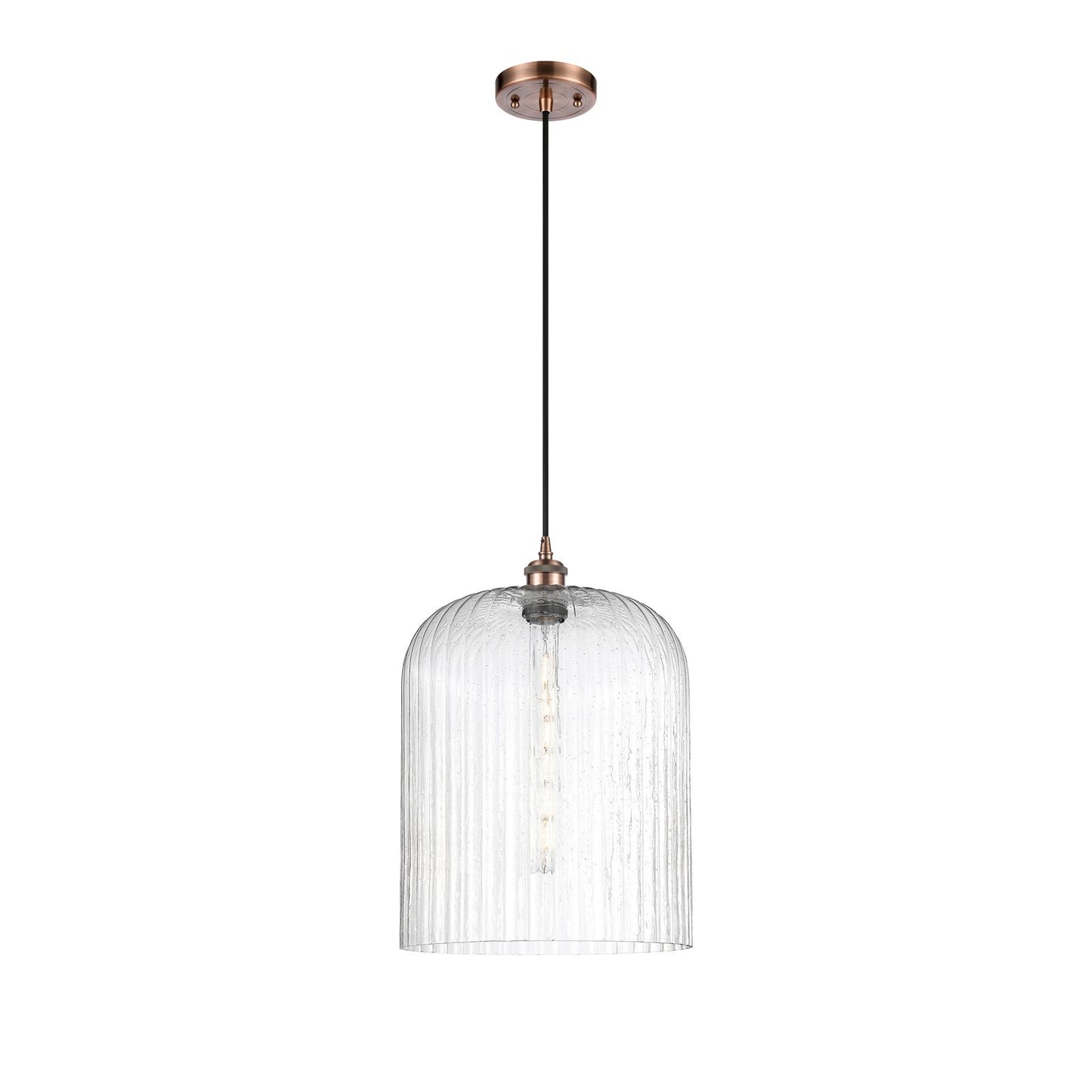 Innovations Bridal Veil 5in 1-Light Mini Pendant | Art Nouveau Antique Copper and Seedy Glass | Kitchen Island & Dining | Model 516-1P-AC-G559-12SDY