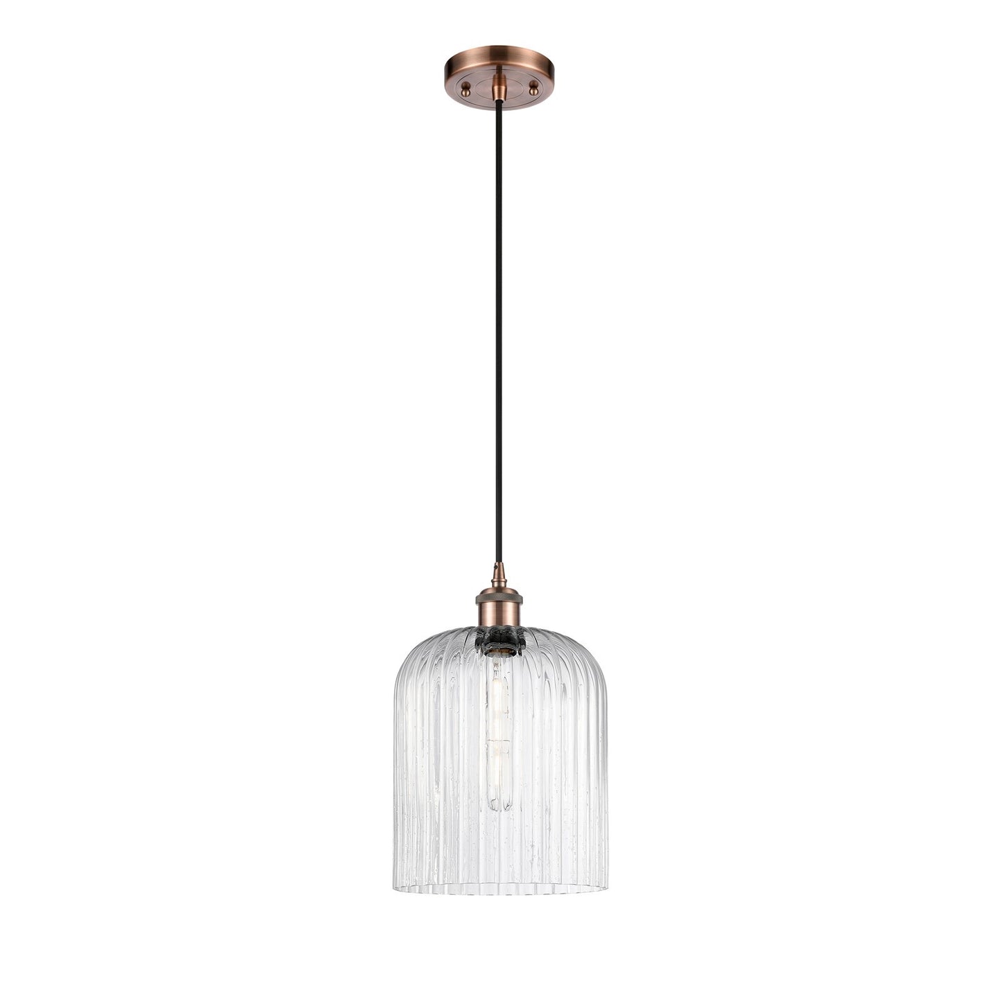 Innovations Bridal Veil 5in 1-Light Mini Pendant | Art Nouveau Antique Copper and Seedy Glass | Kitchen Island & Dining | Model 516-1P-AC-G559-8SDY