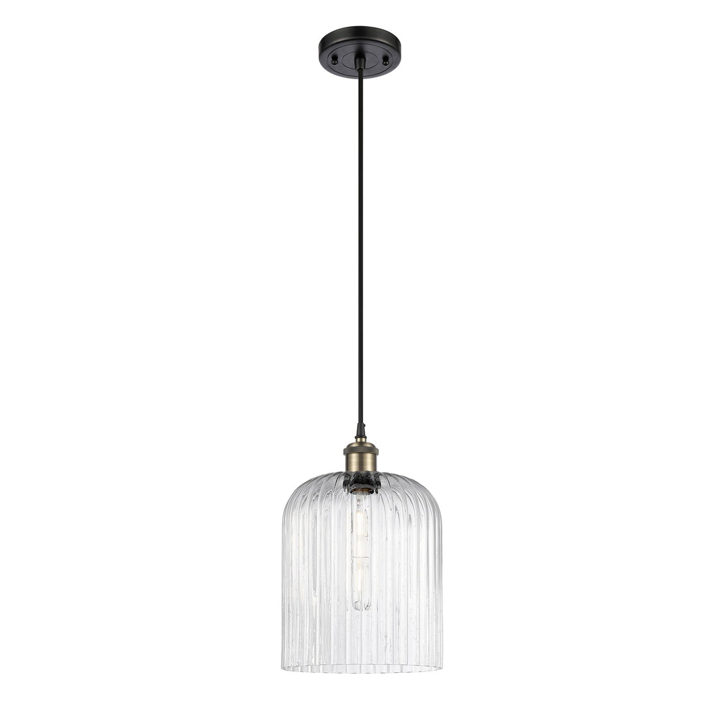 Innovations Bridal Veil 5in 1-Light Mini Pendant | Art Nouveau Black Antique Brass and Seedy Glass | Kitchen Island | Model 516-1P-BAB-G559-8SDY