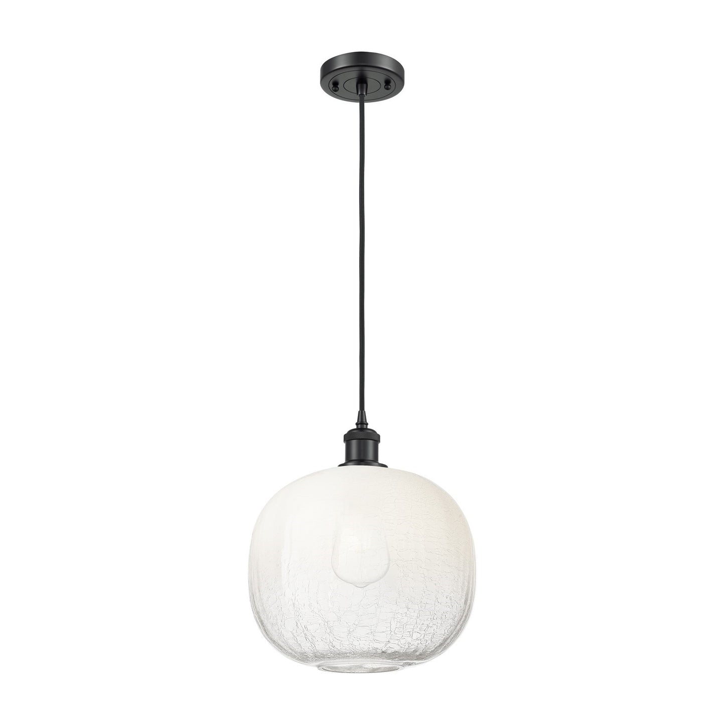 Innovations Brookhaven Sphere 10.5in 1-Light Mini Pendant | Industrial Matte Black and Opal Glass Globe | Kitchen Island | Model 516-1P-BK-G481-10OP