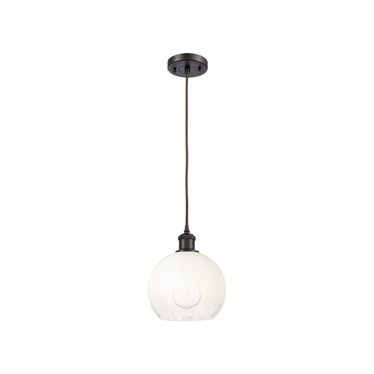 Innovations Brookhaven Globe 8in 1-Light Mini Pendant | Industrial Oil Rubbed Bronze and Opal Glass | Kitchen Island | Model 516-1P-OB-G483-8OP