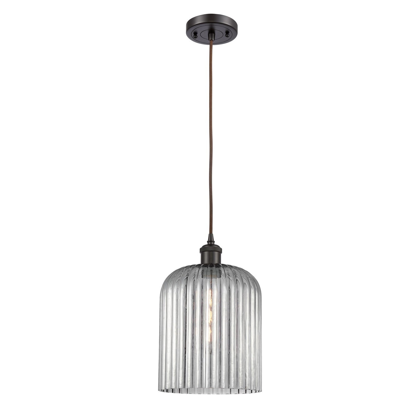 Innovations Bridal Veil 5in 1-Light Mini Pendant | Art Nouveau Oil Rubbed Bronze and Light Smoke Glass | Kitchen Island | Model 516-1P-OB-G559-8SM