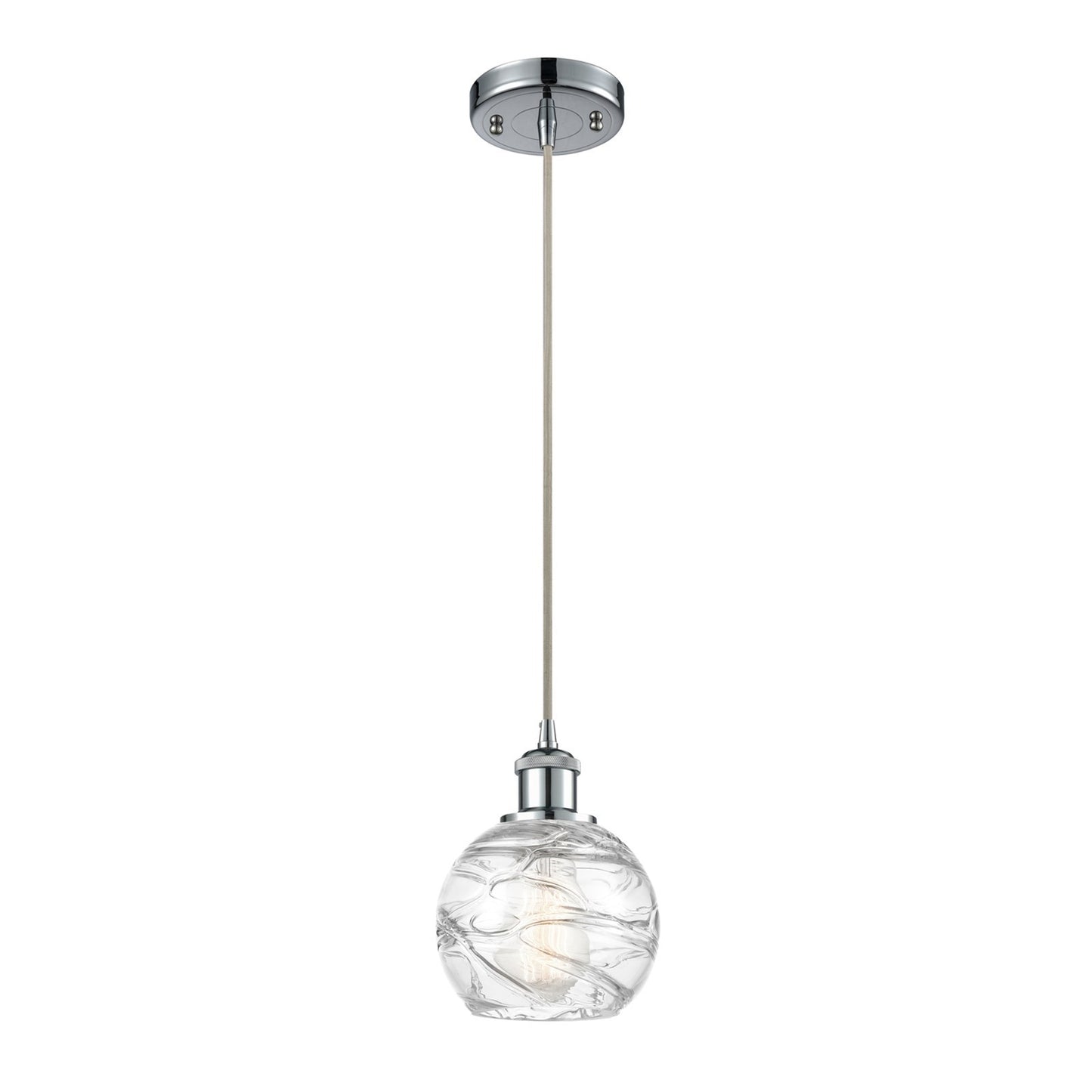 Innovations Athens Deco Swirl 5.88in 1-Light Mini Pendant | Polished Chrome and Clear Glass | Kitchen Island & Dining | Model 516-1P-PC-G1213-6CL