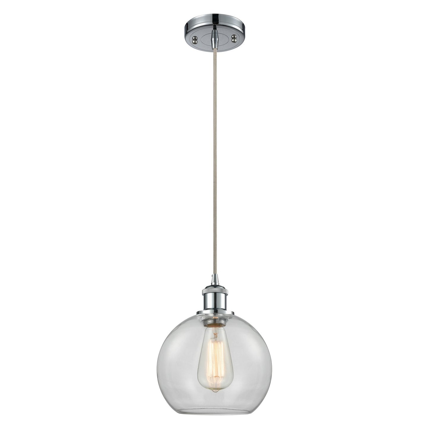 Innovations Athens 8in 1-Light LED Mini Pendant | Modern Polished Chrome and Clear Glass | Kitchen Island & Dining Room | Model 516-1P-PC-G122-8-LED