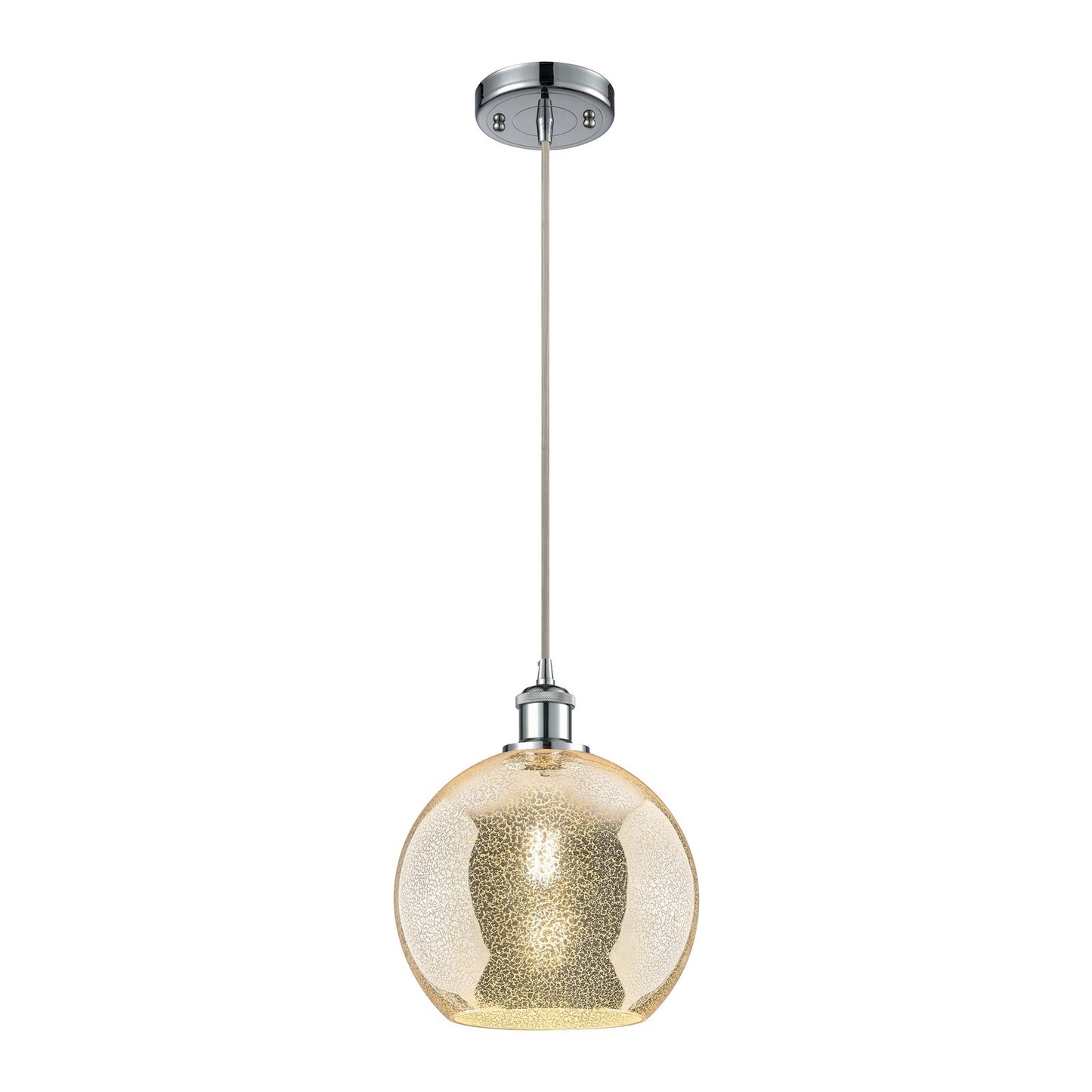 Innovations Athens 10in 1-Light Mini Pendant | Polished Chrome and Mercury Glass | Kitchen Island & Dining Room | 10 x 12 in | Model 516-1P-PC-G128-10