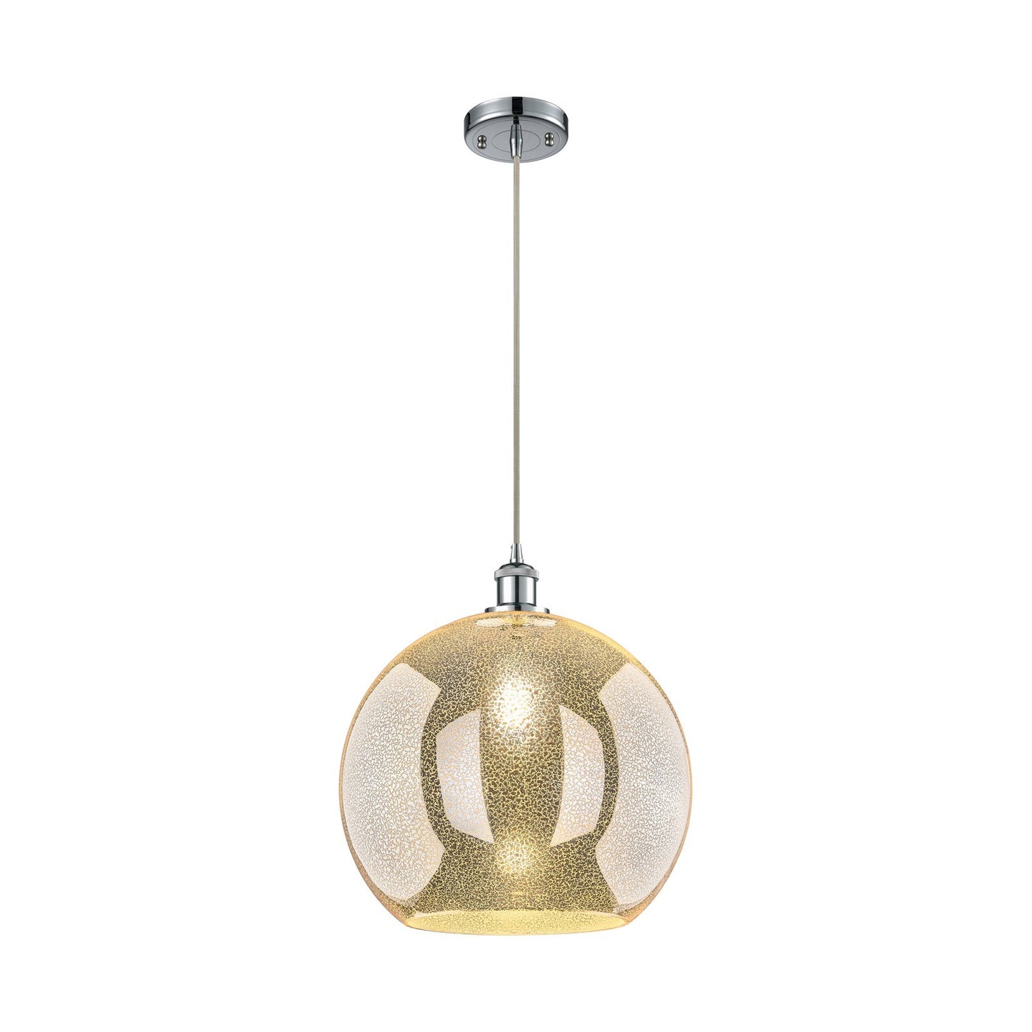 Innovations Athens 14in 1-Light Pendant | Polished Chrome and Mercury Glass | Kitchen Island & Dining Room | 14 x 17 in | Model 516-1P-PC-G128-14