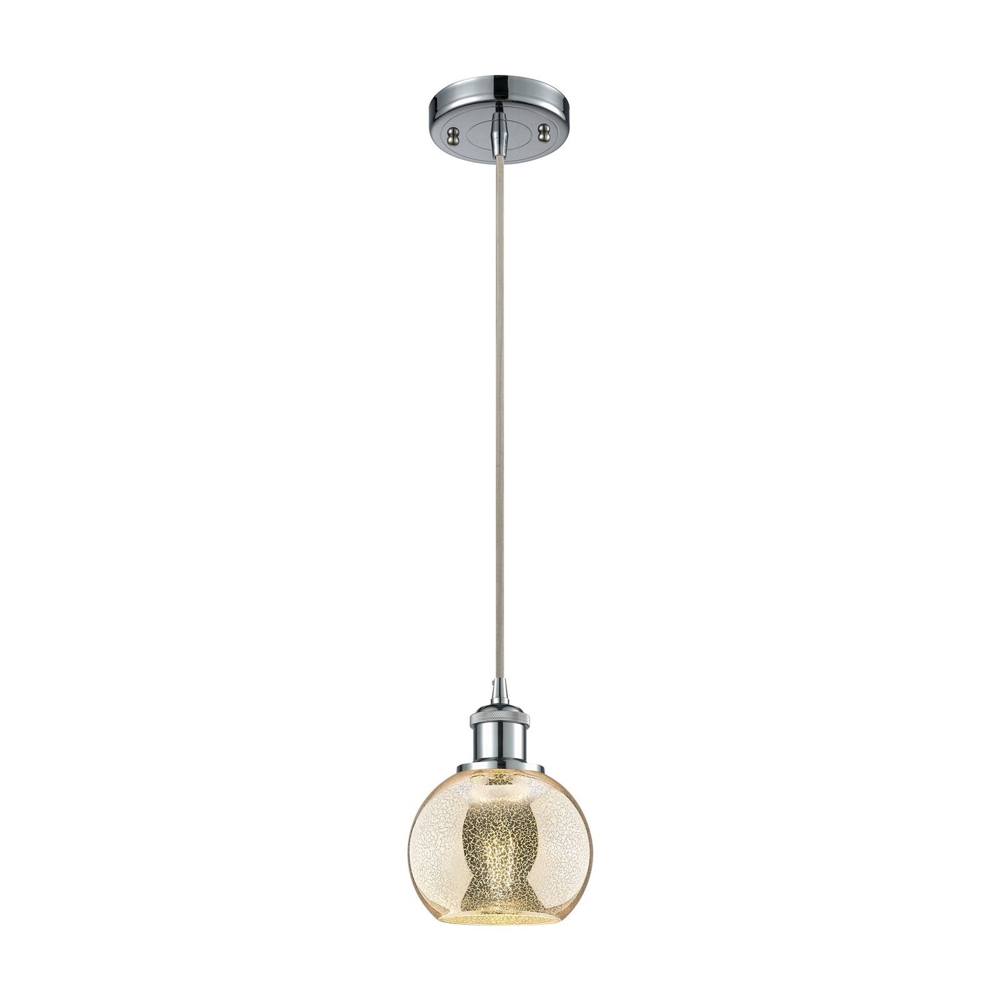 Innovations Athens 6in 1-Light Mini Pendant | Polished Chrome and Mercury Glass | Kitchen Island & Dining Room | 6 x 8 in | Model 516-1P-PC-G128-6