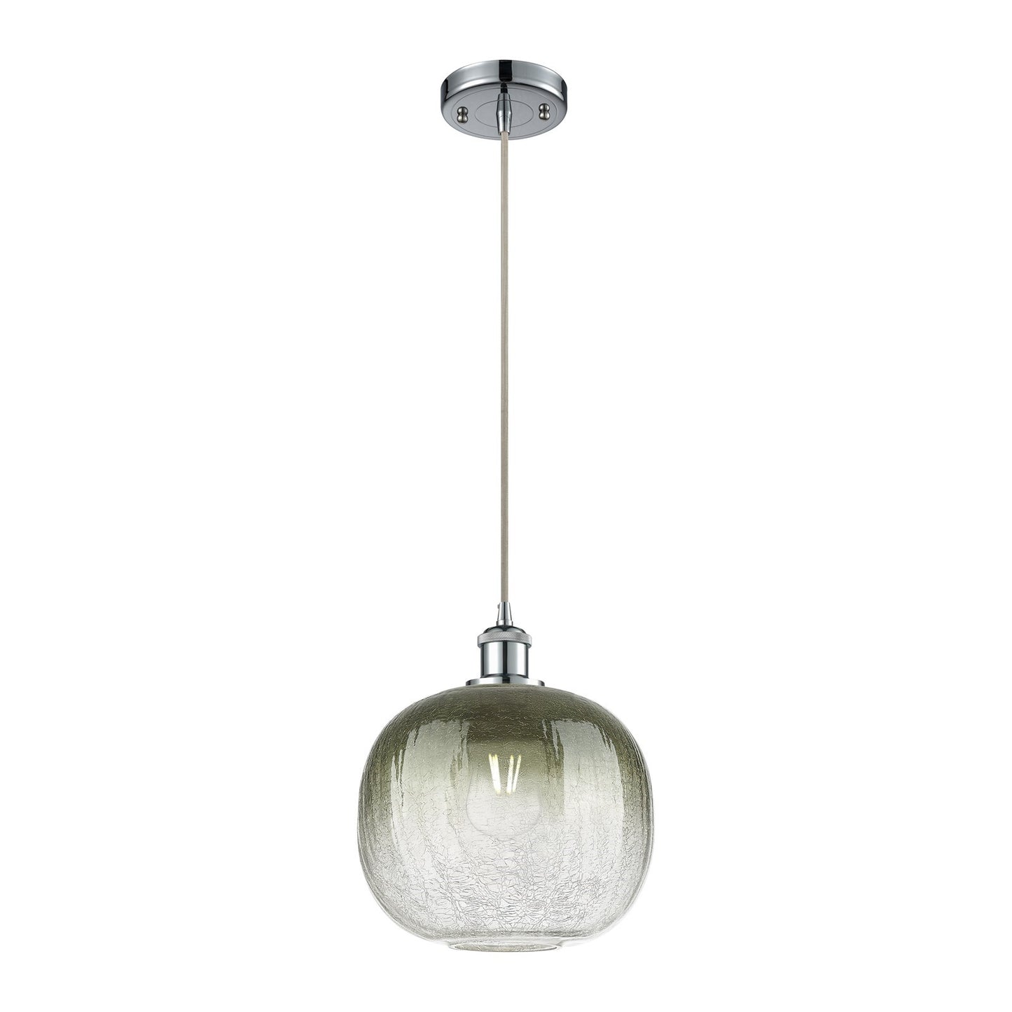 Innovations Brookhaven Sphere 10.5in 1-Light Mini Pendant | Industrial Polished Chrome and Slate Glass | Kitchen Island | Model 516-1P-PC-G481-10SL