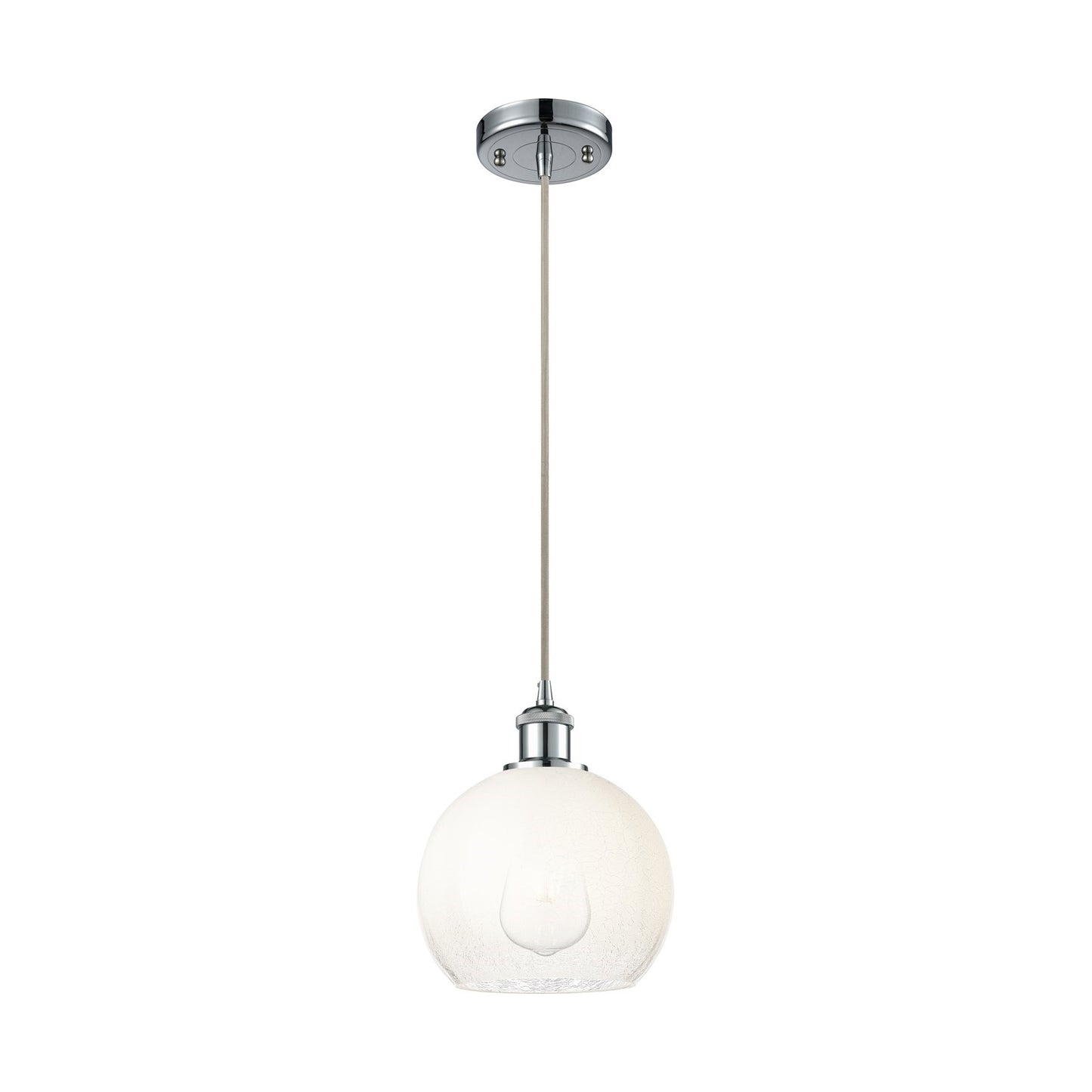 Innovations Brookhaven Globe 8in 1-Light Mini Pendant | Industrial Polished Chrome and Opal Glass | Kitchen Island | Model 516-1P-PC-G483-8OP