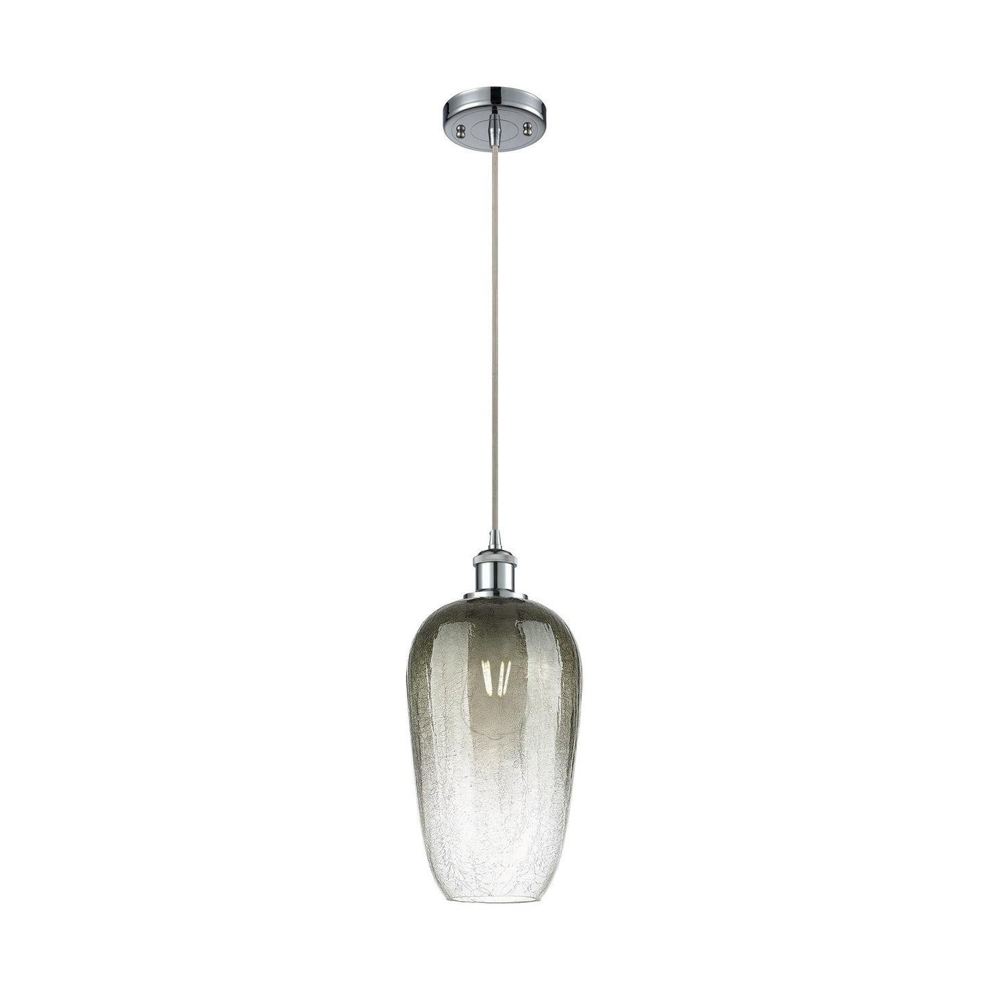Innovations Brookhaven Flute 7in 1-Light Mini Pendant | Industrial Polished Chrome and Slate Glass | Kitchen Island | Model 516-1P-PC-G484-7SL