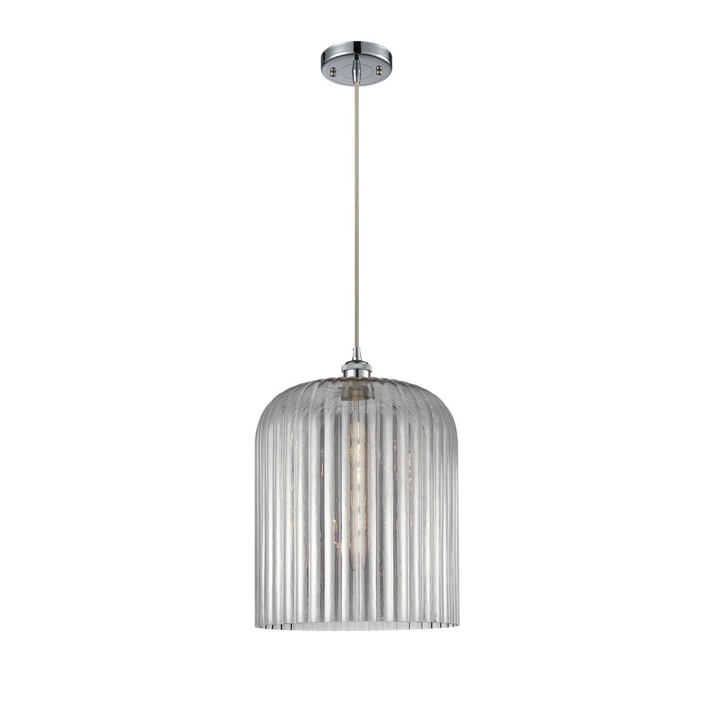 Innovations Bridal Veil 5in 1-Light Mini Pendant | Art Nouveau Polished Chrome and Light Smoke Glass | Kitchen Island | Model 516-1P-PC-G559-12SM