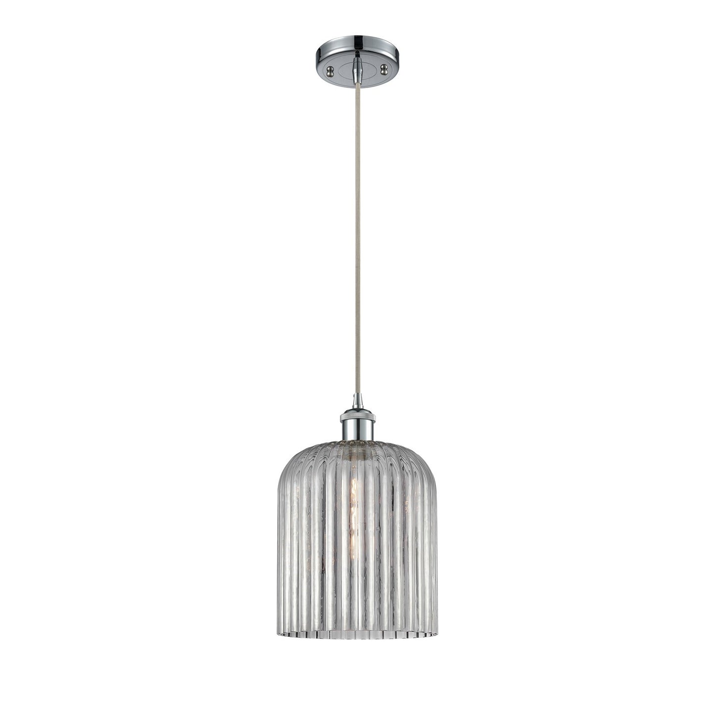 Innovations Bridal Veil 5in 1-Light Mini Pendant | Art Nouveau Polished Chrome and Light Smoke Glass | Kitchen Island | Model 516-1P-PC-G559-8SM