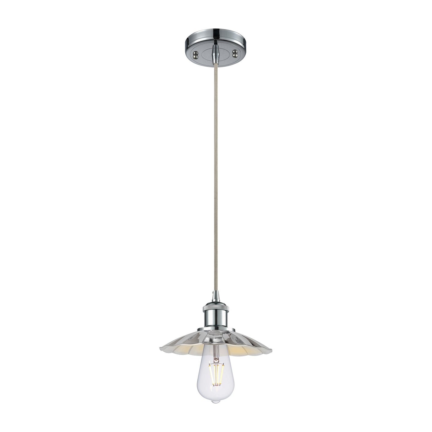 Innovations Scallop 8in 1-Light Mini Pendant | Industrial Polished Chrome Metal Shade | Kitchen Island & Dining Room | Model 516-1P-PC-M17-PC