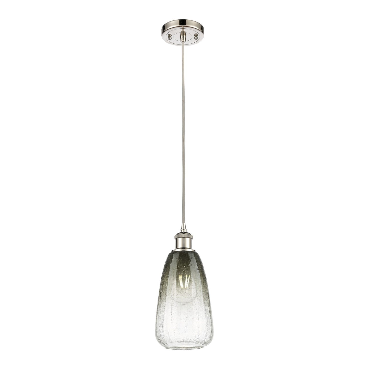 Innovations Brookhaven Almond 6in 1-Light Mini Pendant | Industrial Polished Nickel and Slate Glass | Kitchen Island & Dining | Model 516-1P-PN-G480-6SL