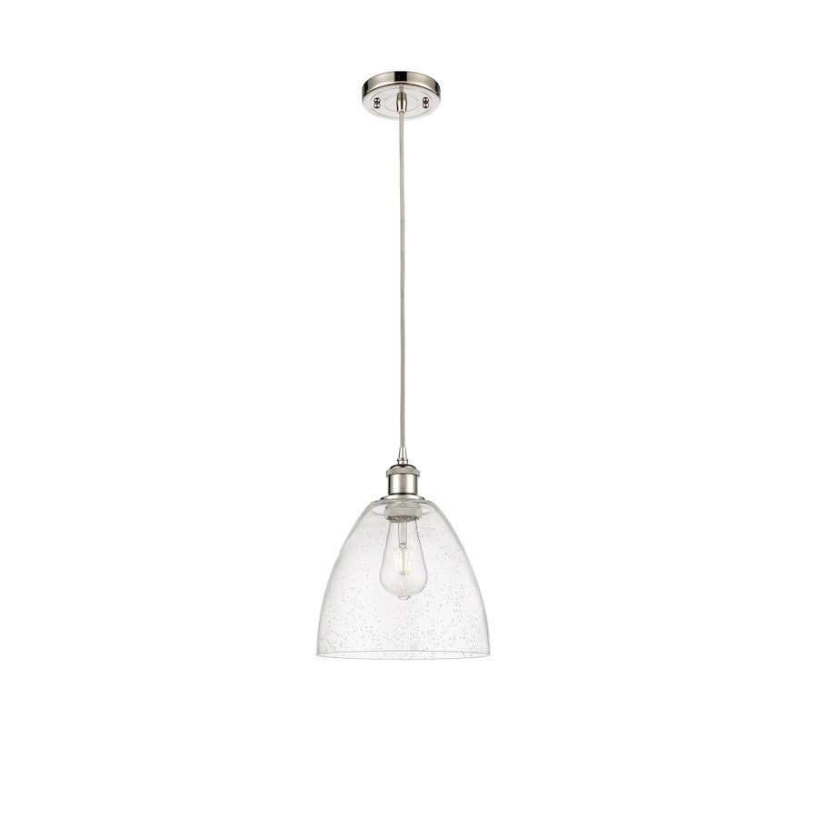 Innovations Lighting Ballston Dome 9in 1-Light Mini Pendant | Industrial Polished Nickel and Seedy Glass | Kitchen Island & | Model 516-1P-PN-GBD-94