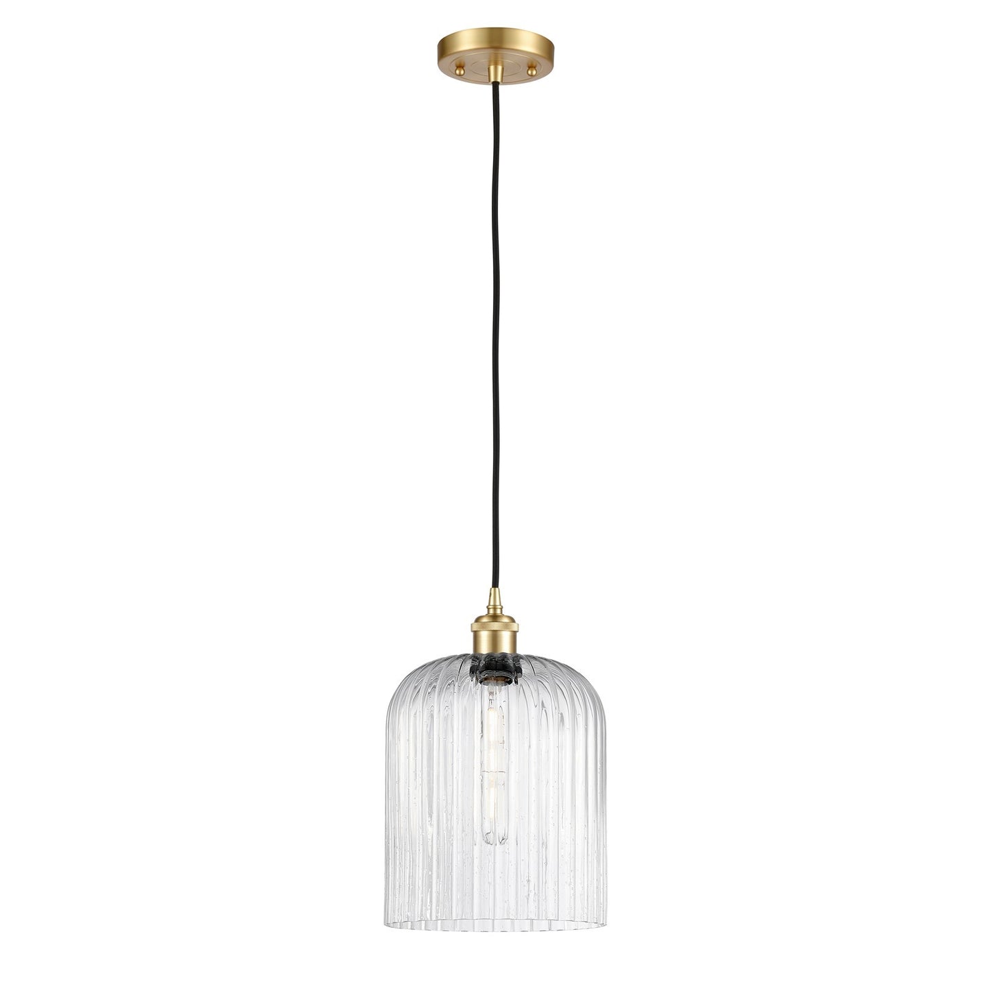 Innovations Bridal Veil 5in 1-Light Mini Pendant | Art Nouveau Satin Gold and Seedy Glass | Kitchen Island & Dining Room | Model 516-1P-SG-G559-8SDY