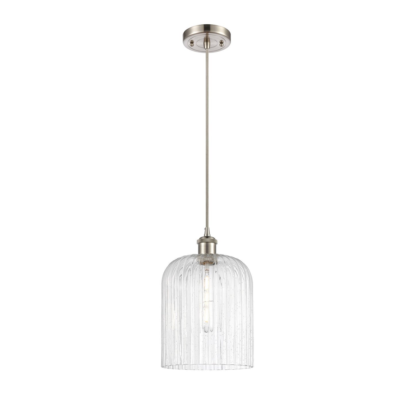 Innovations Bridal Veil 5in 1-Light Mini Pendant | Art Nouveau Brushed Satin Nickel and Seedy Glass | Kitchen Island | Model 516-1P-SN-G559-8SDY