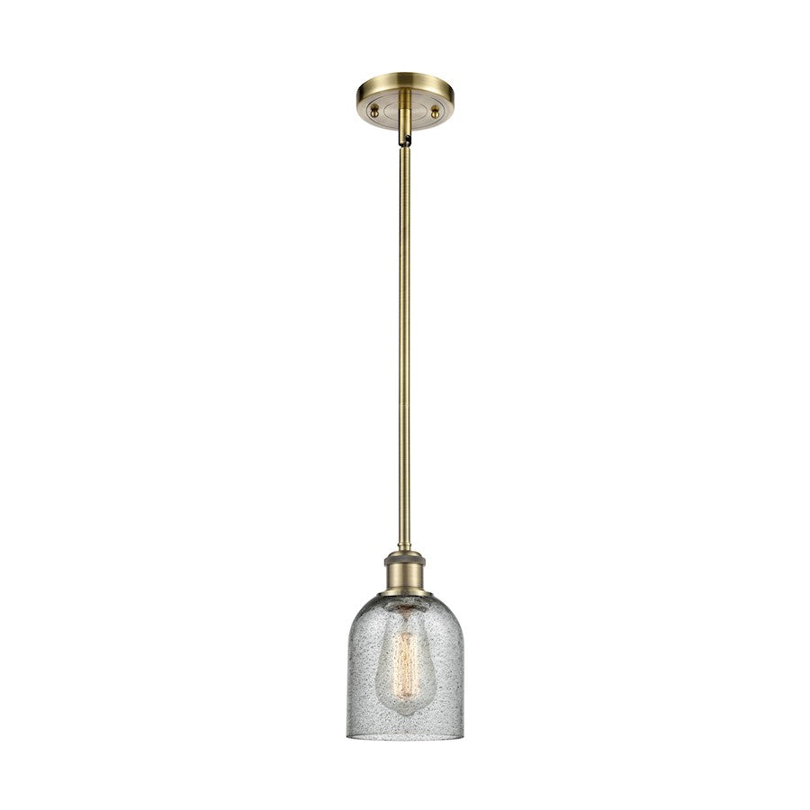Innovations Ballston Caledonia 5in 1-Light Mini Pendant | Industrial Antique Brass and Charcoal Glass | Kitchen Island & Dining | Model 516-1S-AB-G257