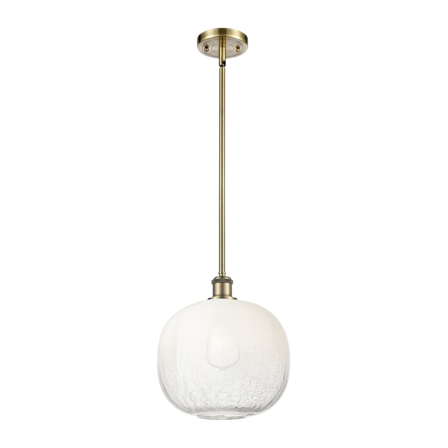 Innovations Brookhaven Sphere 10in 1-Light Mini Pendant | Industrial Antique Brass and Opal Glass | Kitchen Island | Model 516-1S-AB-G481-10OP