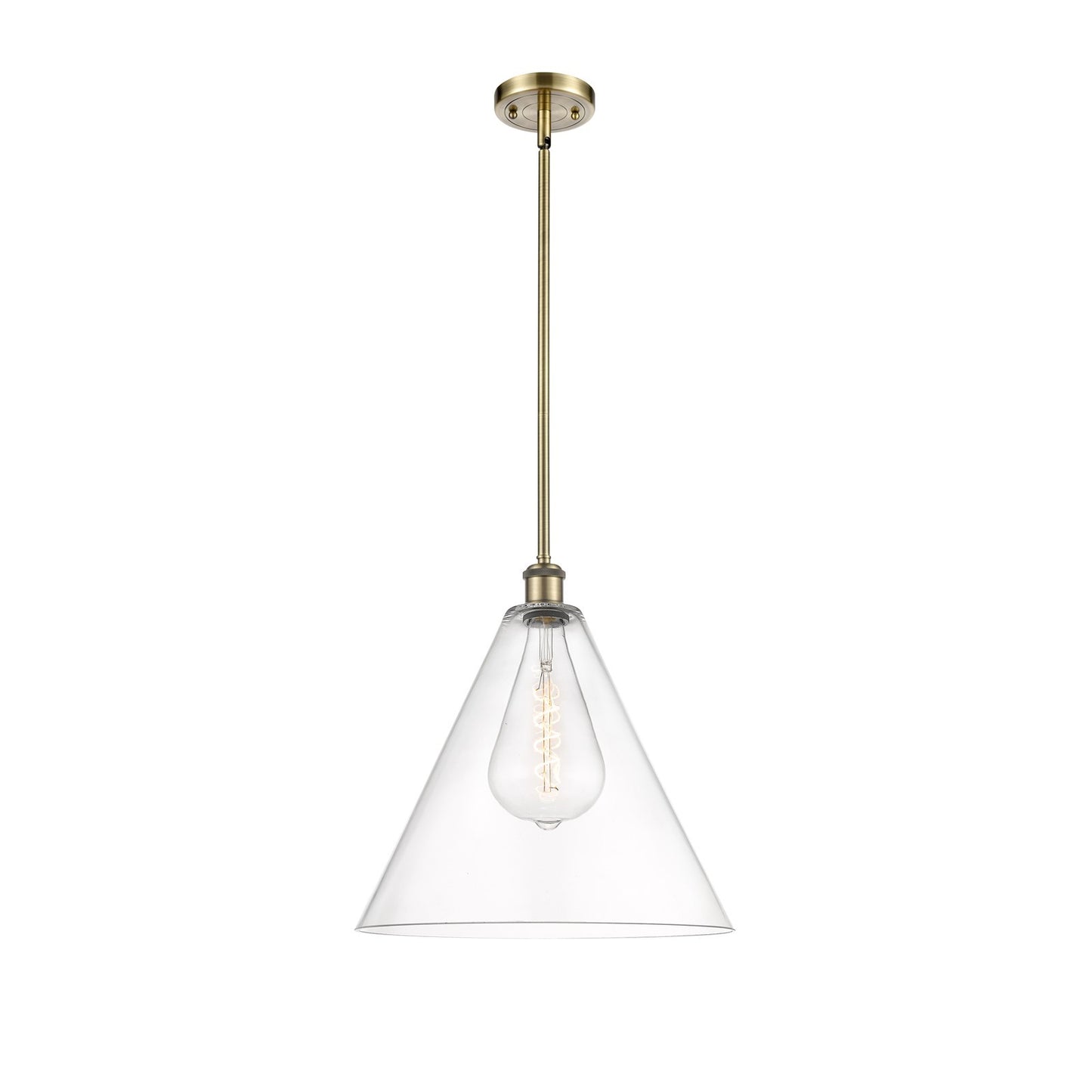 Innovations Berkshire 16in 1-Light LED Pendant | Industrial Antique Brass and Clear Glass | Kitchen Island & Dining | Model 516-1S-AB-GBC-162-LED