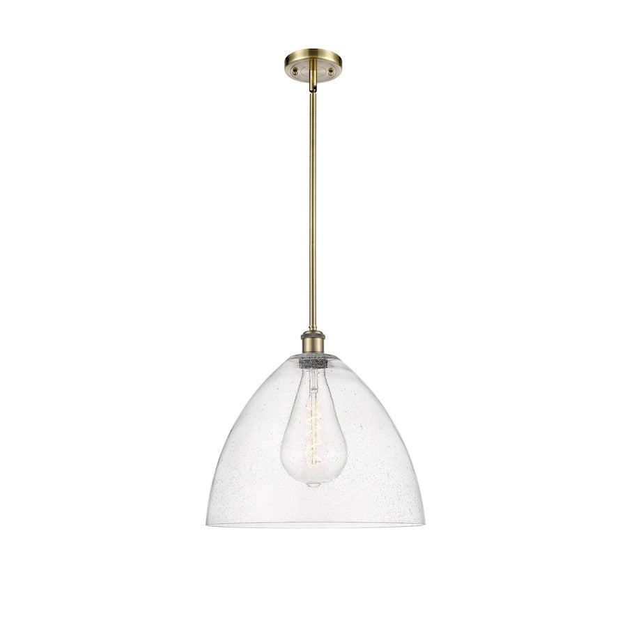 Innovations Ballston 16in 1-Light Pendant | Industrial Antique Brass Steel and Seedy Glass | Kitchen Island & Dining Room | Model 516-1S-AB-GBD-164