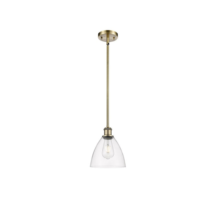 Innovations Ballston 7.5in 1-Light LED Mini Pendant | Industrial Antique Brass and Clear Glass | Kitchen Island & Dining | Model 516-1S-AB-GBD-752-LED