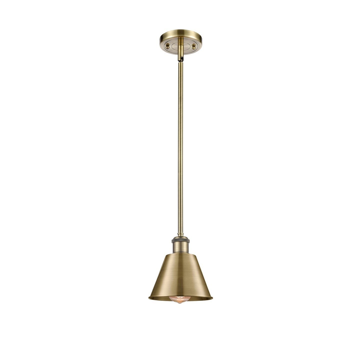 Innovations Lighting Smithfield 7in 1-Light Mini Pendant | Industrial Antique Brass Metal Shade | Kitchen Island | Model 516-1S-AB-M8-LED