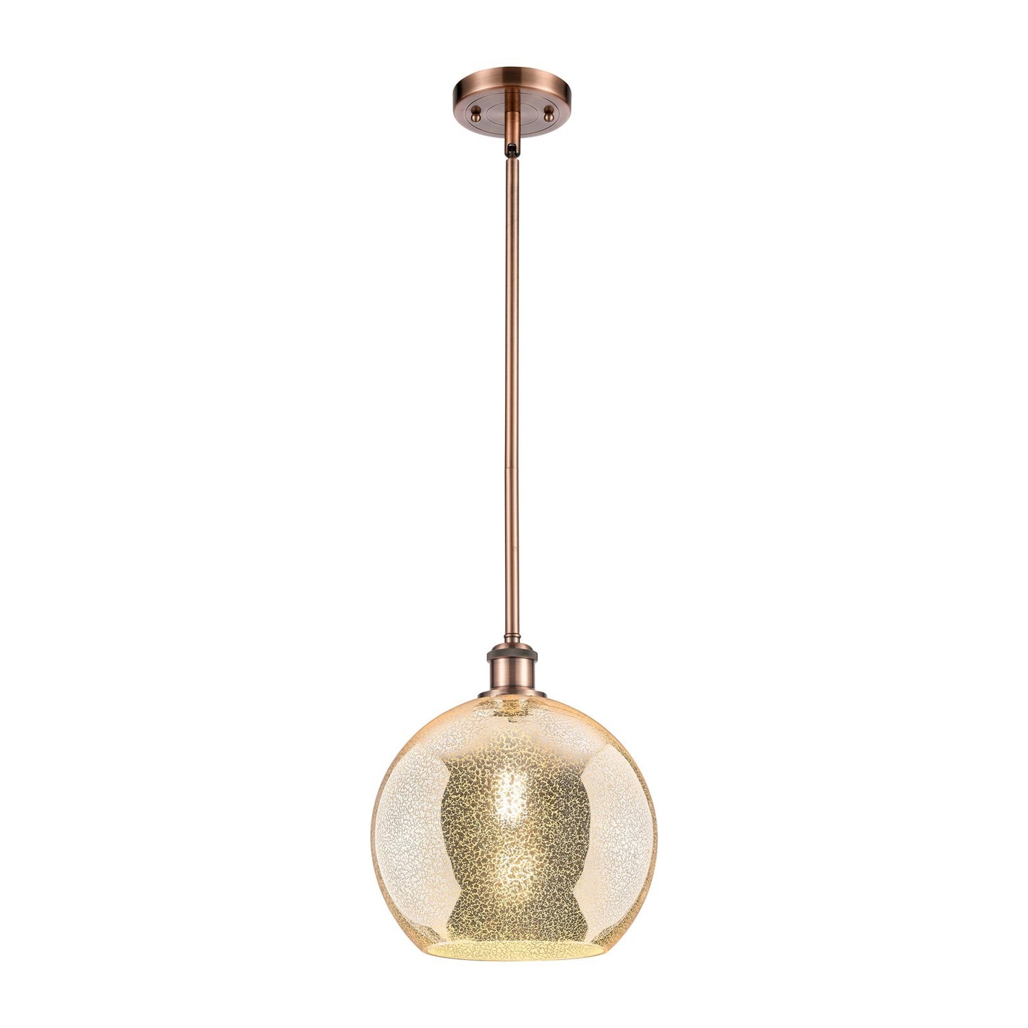 Innovations Athens 10in 1-Light Mini Pendant | Industrial Antique Copper and Mercury Glass | Kitchen Island & Dining Room | Model 516-1S-AC-G128-10