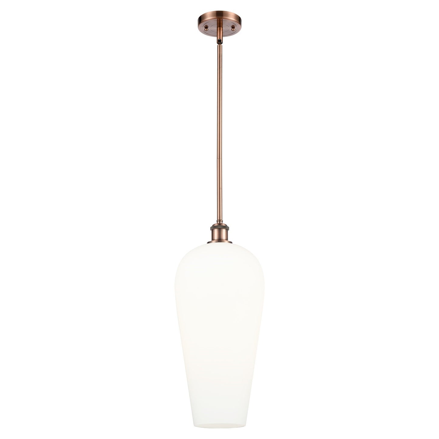 Innovations Chelsea 8in 1-Light Mini Pendant | Industrial Antique Copper and White Glass | Kitchen Island & Dining Room | Model 516-1S-AC-G456-8WH