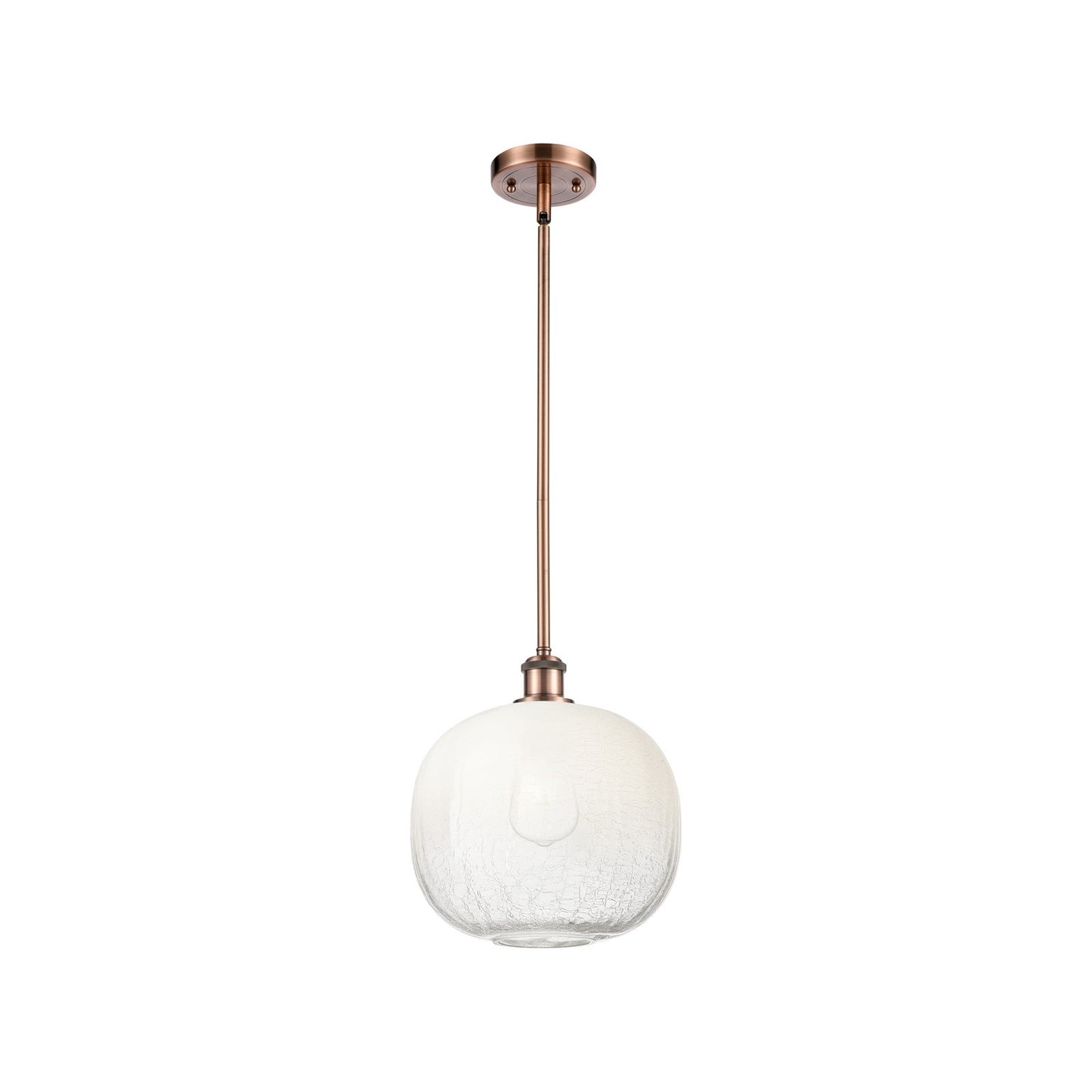 Innovations Brookhaven Sphere 10.5in 1-Light Mini Pendant | Industrial Antique Copper and Opal Glass | Kitchen Island | Model 516-1S-AC-G481-10OP