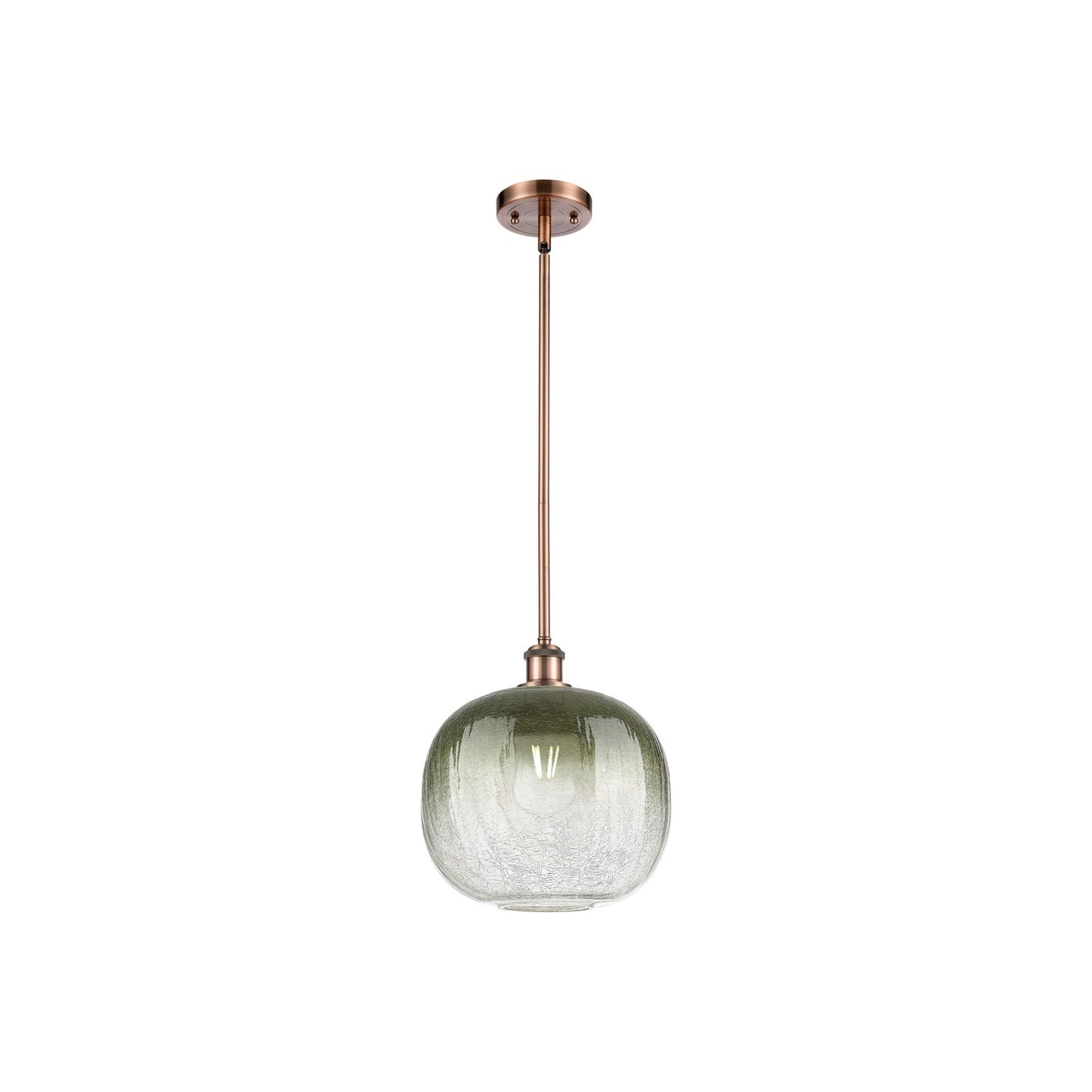 Innovations Brookhaven Sphere 10.5in 1-Light Mini Pendant | Industrial Antique Copper and Slate Glass | Kitchen Island | Model 516-1S-AC-G481-10SL