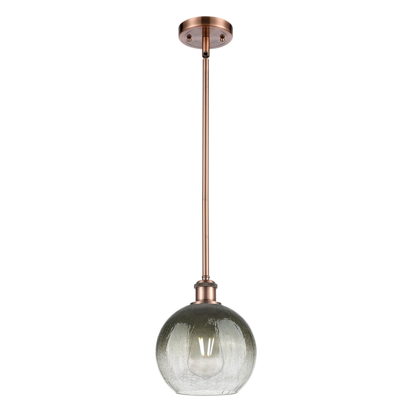 Innovations Brookhaven Globe 8in 1-Light Mini Pendant | Industrial Antique Copper and Slate Glass | Kitchen Island | Model 516-1S-AC-G483-8SL