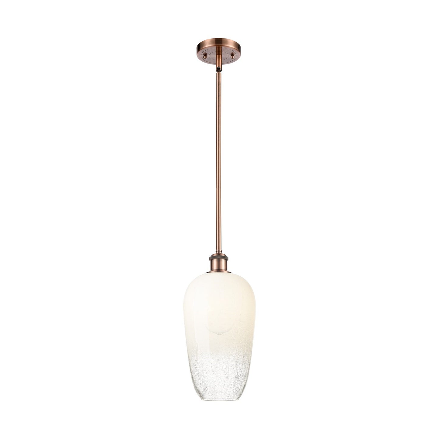 Innovations Brookhaven Flute 7in 1-Light Mini Pendant | Industrial Antique Copper and Opal Glass | Kitchen Island & Dining | Model 516-1S-AC-G484-7OP