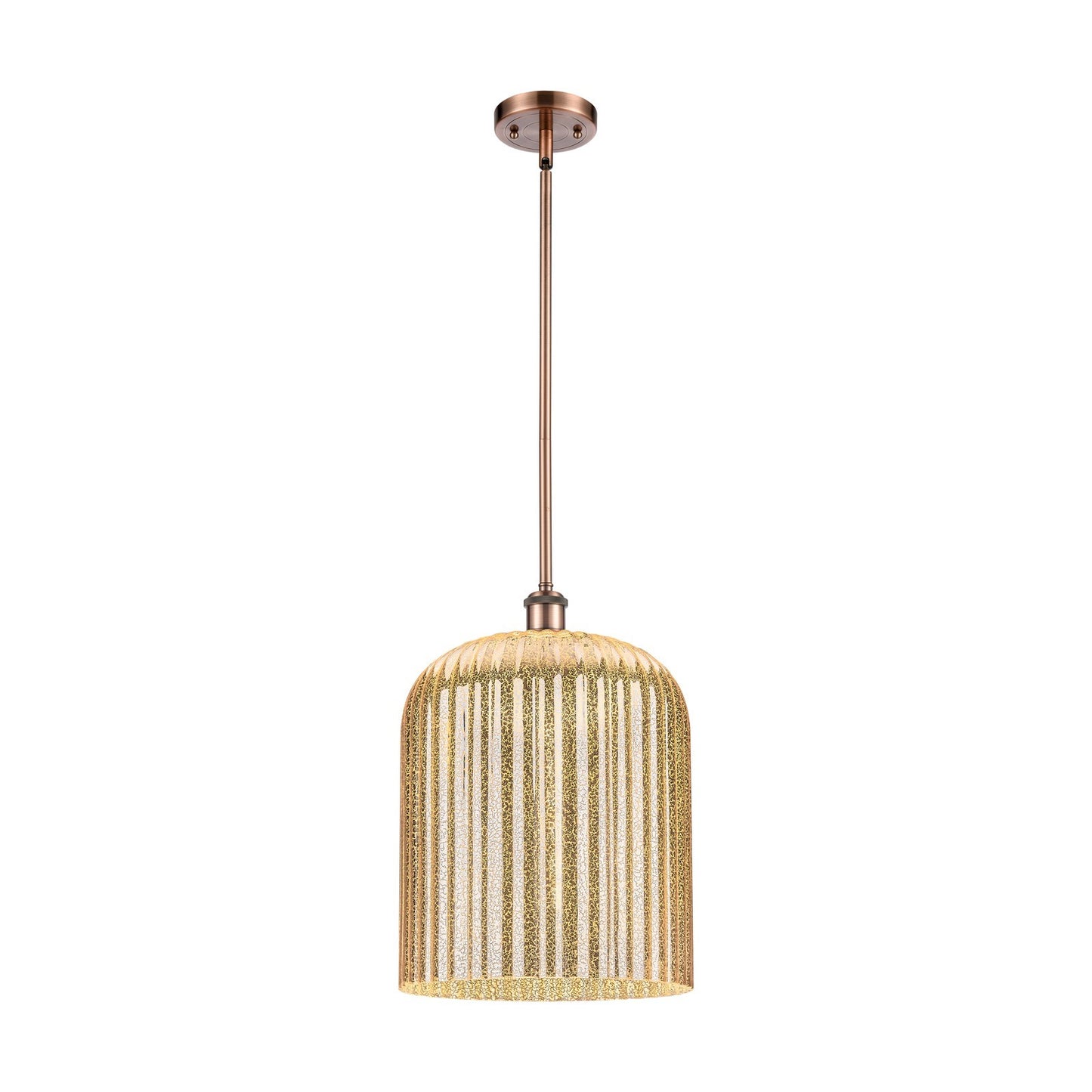 Innovations Bridal Veil 5in 1-Light Mini Pendant | Art Nouveau Antique Copper and Mercury Glass | Kitchen Island & Dining | Model 516-1S-AC-G559-12ME