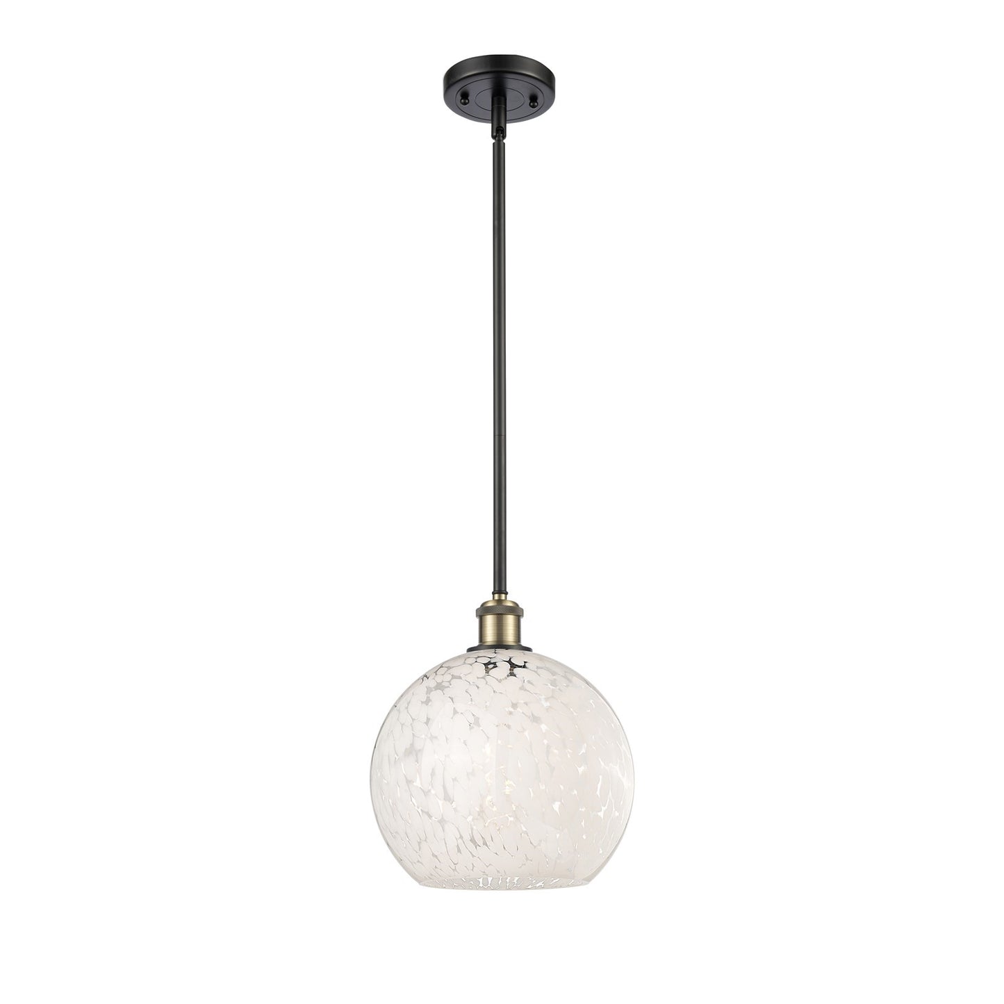 Innovations 10in 1-Light Mini Pendant | Art Nouveau Black Antique Brass and White Mouchette Glass | Kitchen Island | Model 516-1S-BAB-G1216-10WM